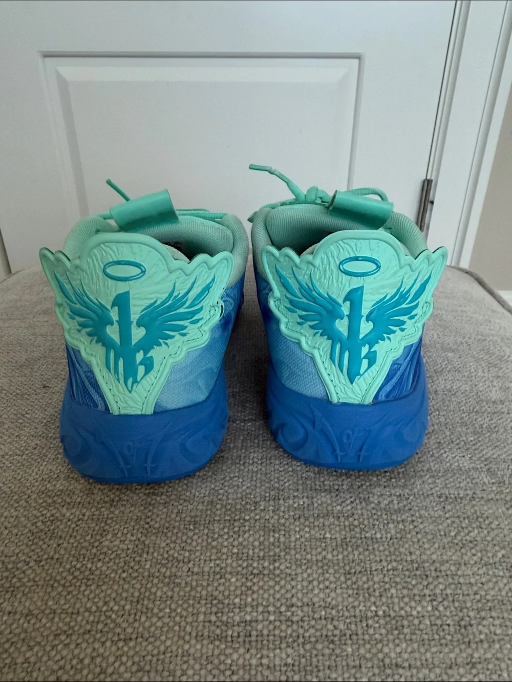 Puma Kids Blue and Aqua Lace-Up Sneakers